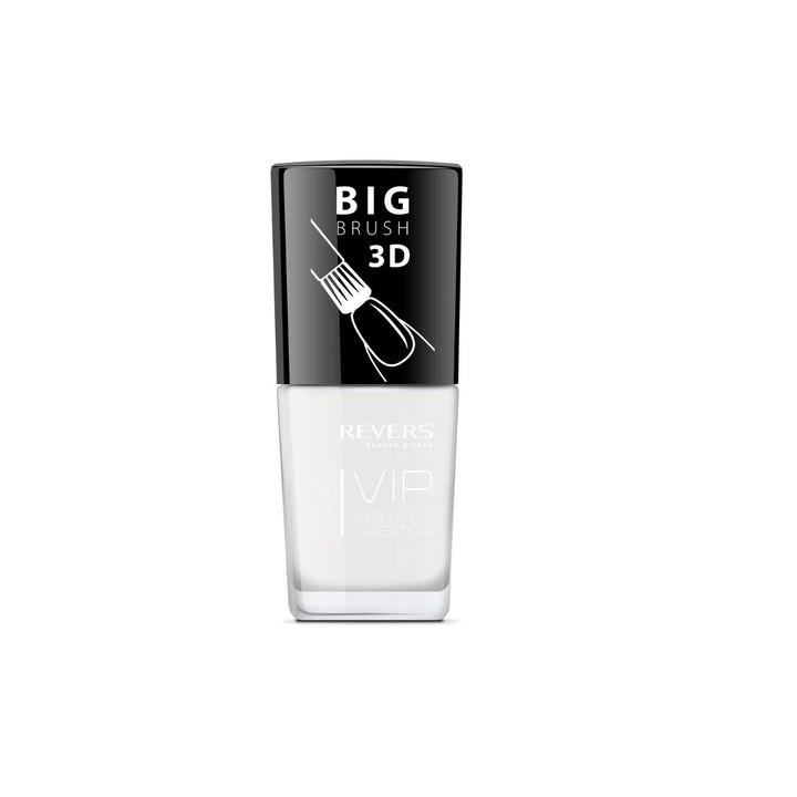 Lac de unghii VIP 3D, N.003 - Alb sidefat, 12 ml, Revers Cosmetics