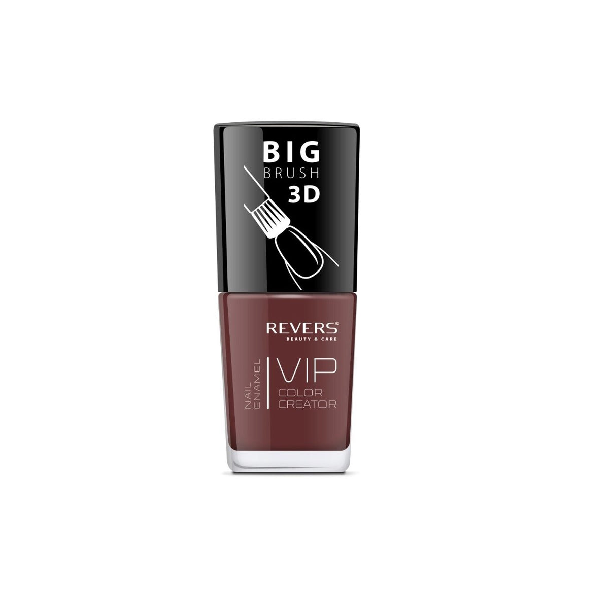 Lac de unghii VIP 3D, N.024 - Maro închis, 12 ml, Revers Cosmetics