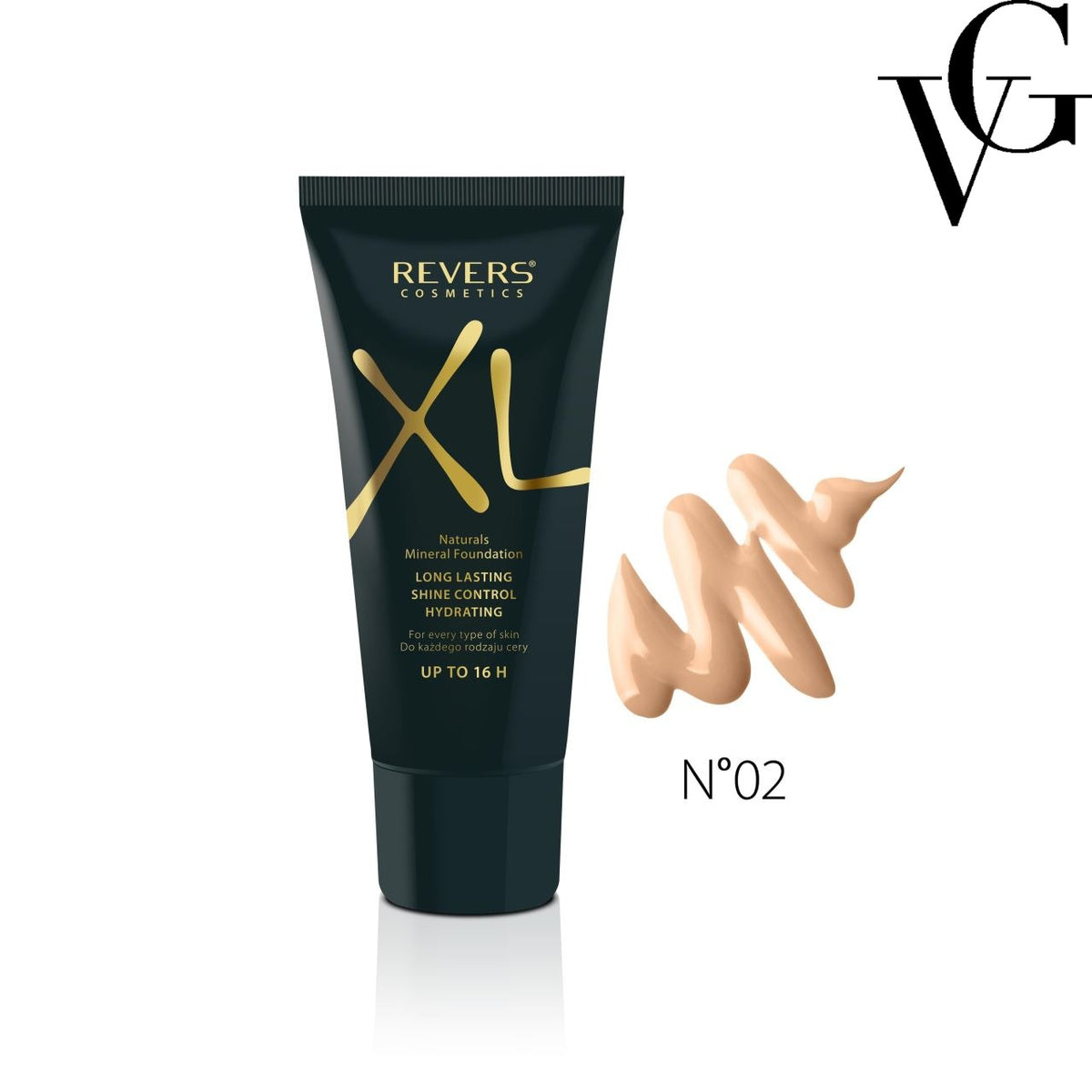 Fond de ten hidratant XL 02, 30 ml, Revers Cosmetics