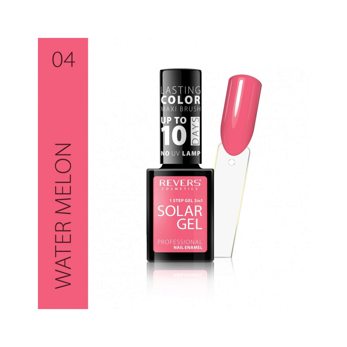 Lac de unghii Solar Gel, N.04 - Watermelon, 12 ml, Revers Cosmetics