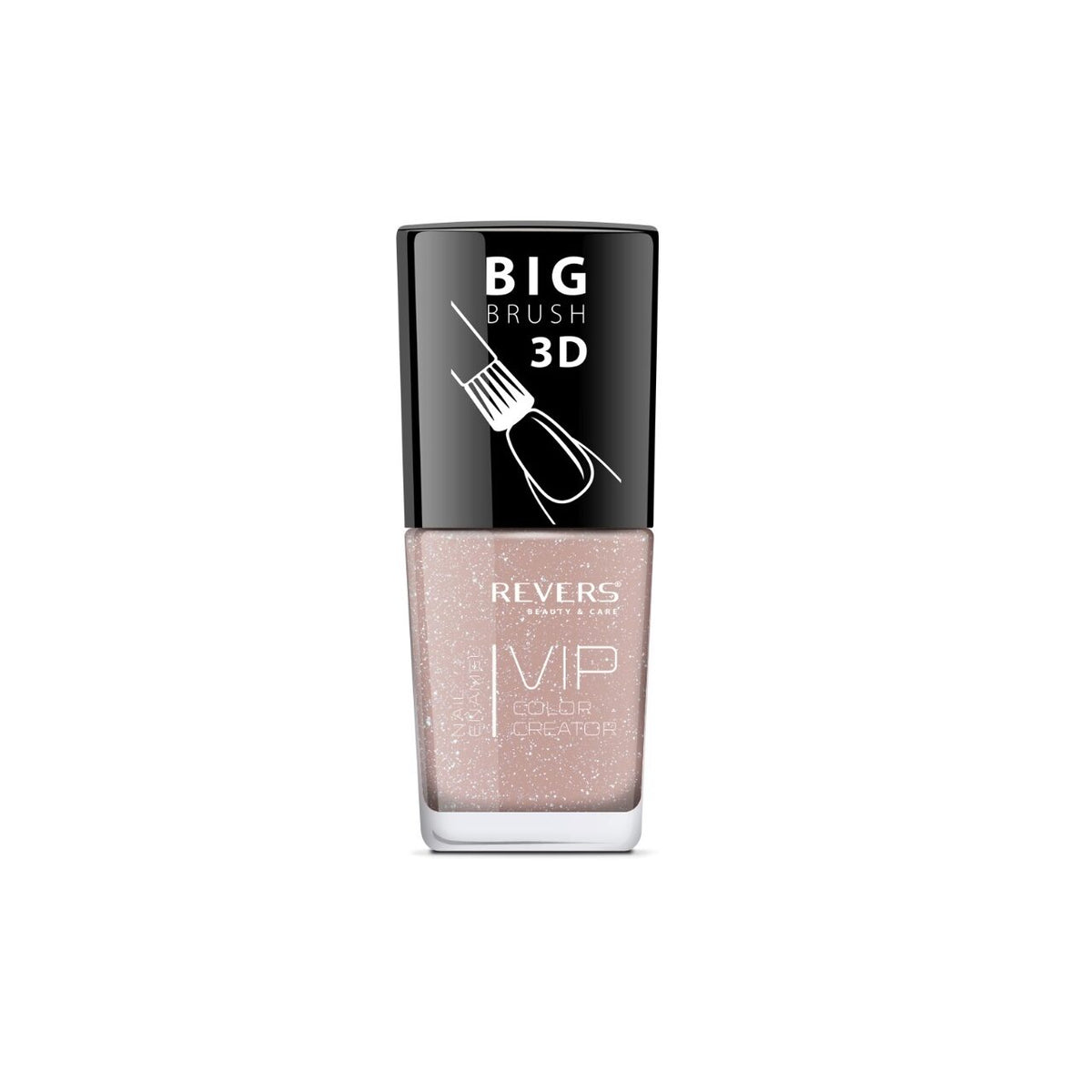 Lac de unghii VIP 3D, N.052 - Nude sidefat, 12 ml, Revers Cosmetics