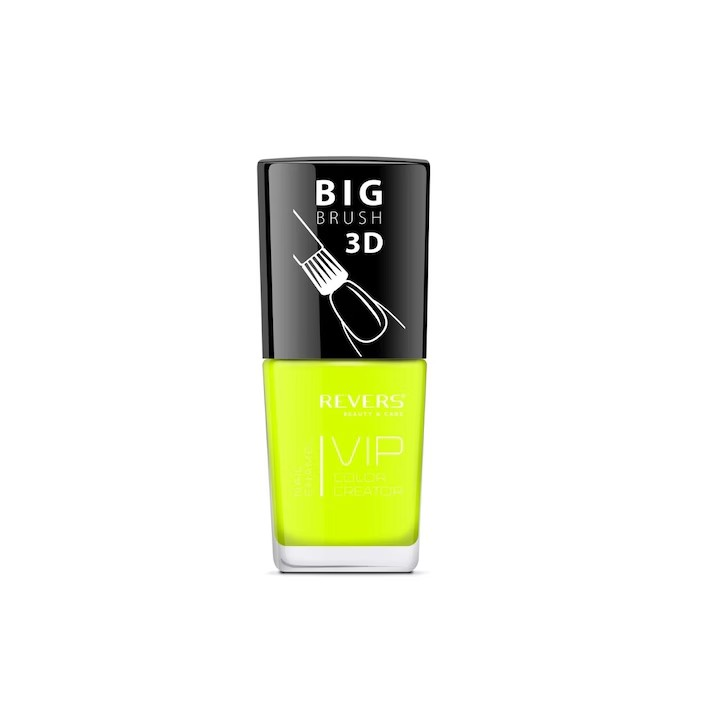 Lac de unghii VIP 3D, N.067 - Galben neon, 12 ml, Revers Cosmetics