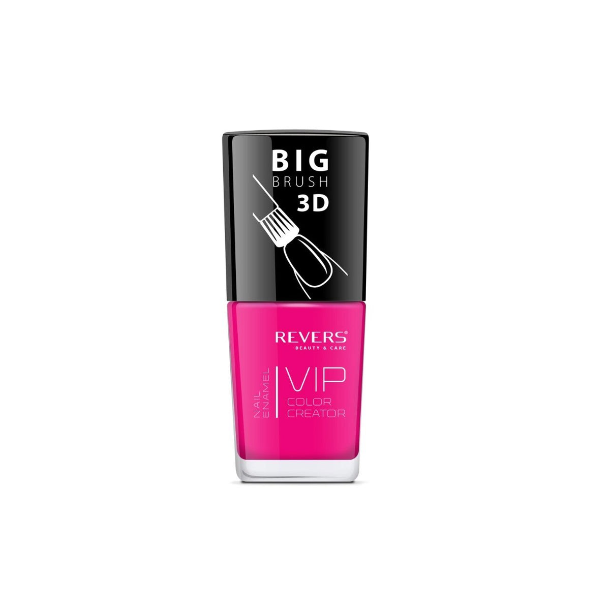 Lac de unghii VIP 3D, N.068 - Roz neon, 12 ml, Revers Cosmetics