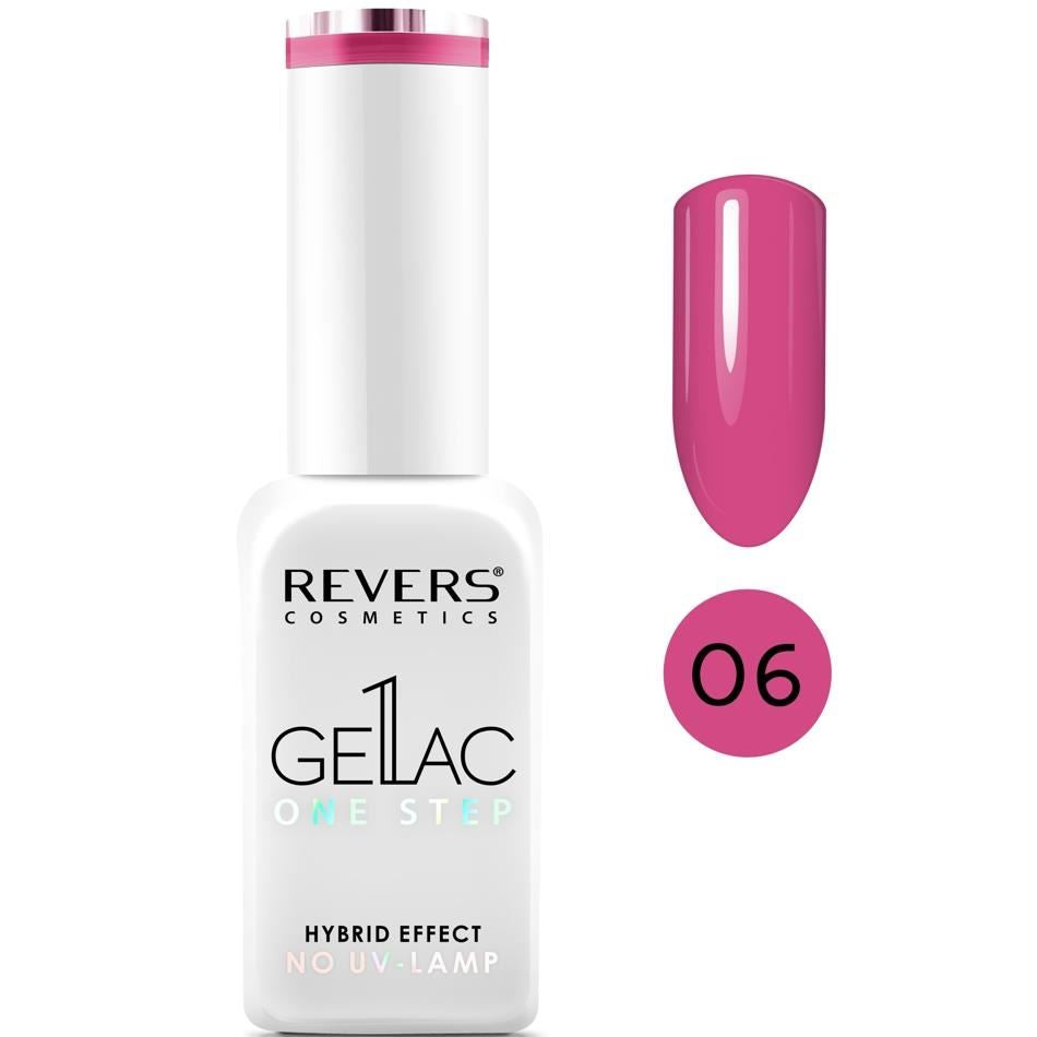 Lac de unghii Gellac 1 Step, N.06 Roz intens, 10 ml, Revers Cosmetics