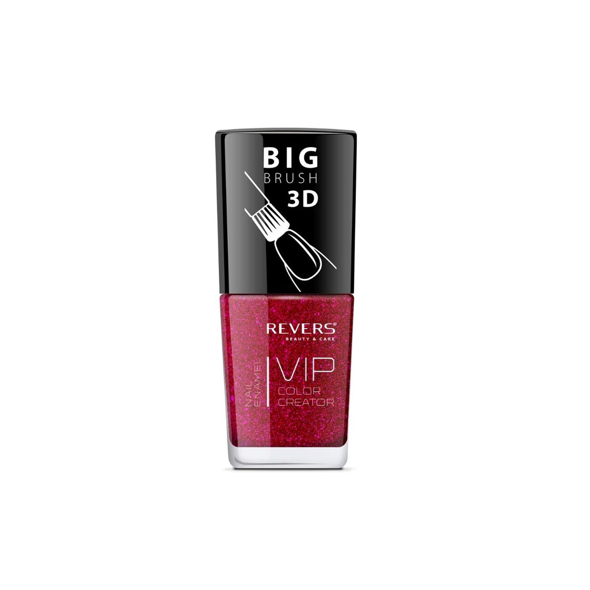 Lac de unghii VIP 3D, N.092 - Roșu sidefat, 12 ml, Revers Cosmetics