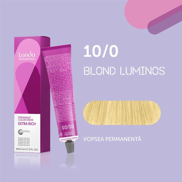 Vopsea de păr Extra Rich Permanent Color 10/0, Blond luminos, 60 ml, Londa Professional