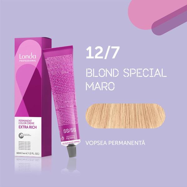 Vopsea de păr Extra Rich Permanent Color 12/7, Blond special maro, 60 ml, Londa Professional