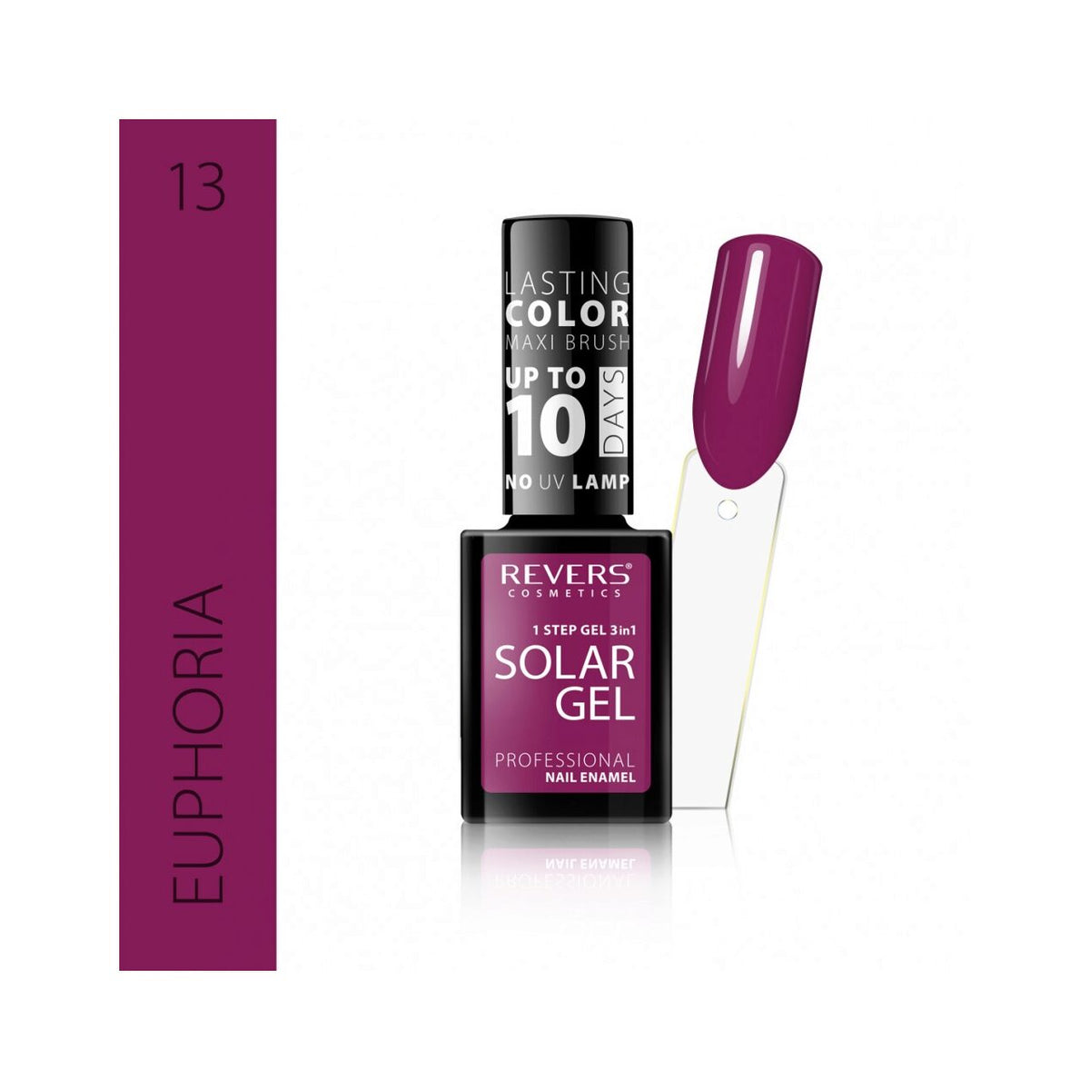 Lac de unghii Solar Gel, N.13 - Euphoria, 12 ml, Revers Cosmetics