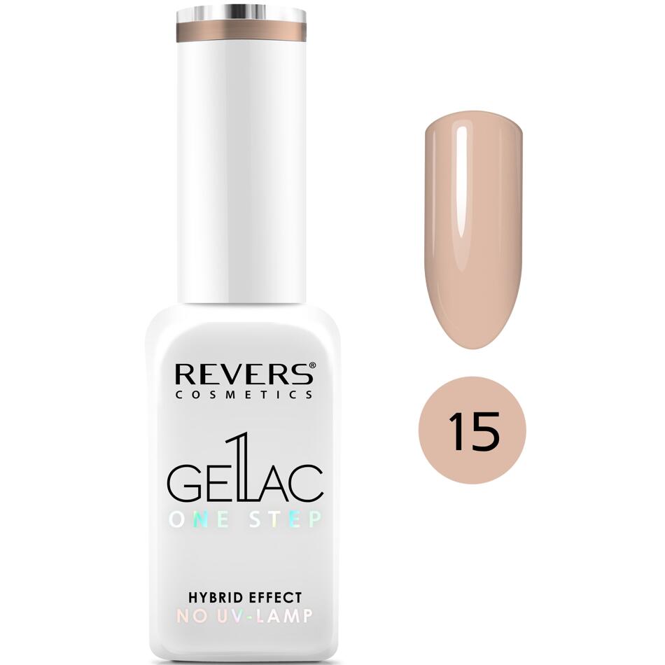 Lac de unghii Gellac 1 Step, N.15 Nude, 10 ml, Revers Cosmetics