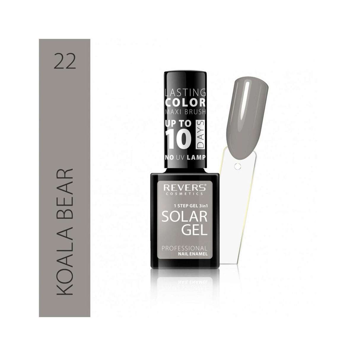 Lac de unghii Solar Gel, N.22 - Koala bear, 12 ml, Revers Cosmetics