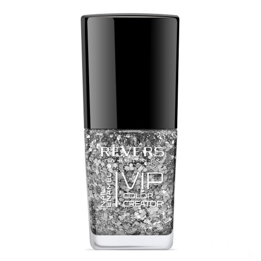 Lac de unghii VIP 3D, N.252 - Argintiu sclipici, 12 ml, Revers Cosmetics