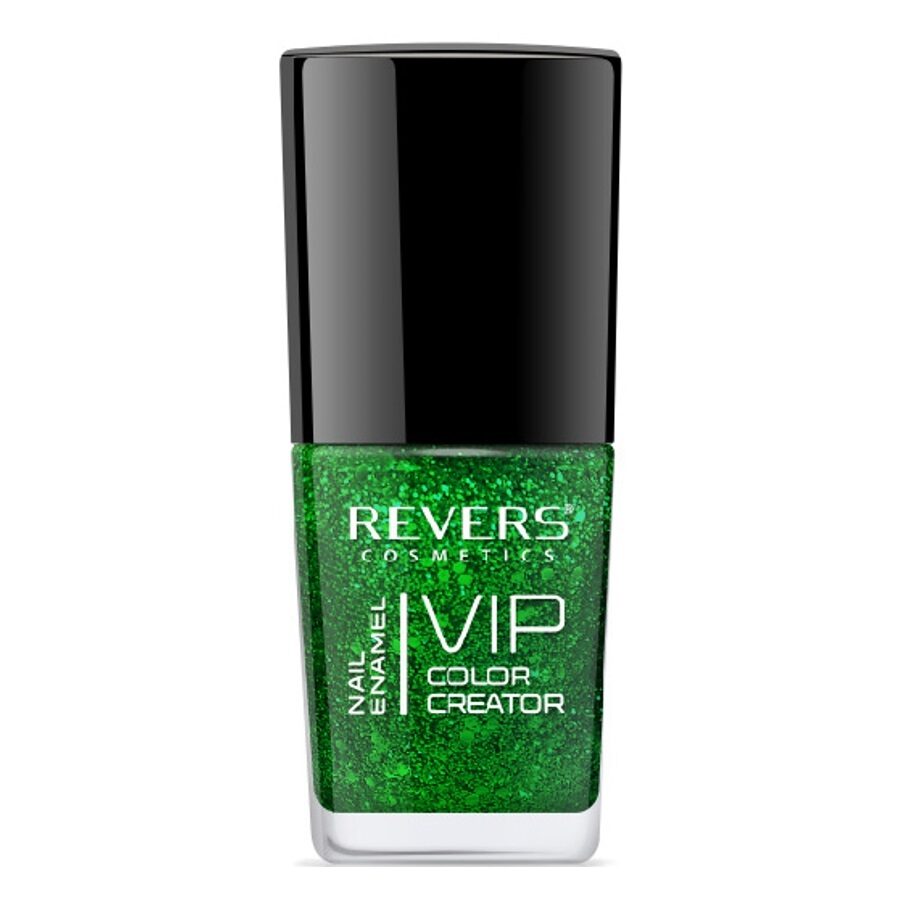 Lac de unghii VIP 3D, N.253 - Verde sclipici, 12 ml, Revers Cosmetics