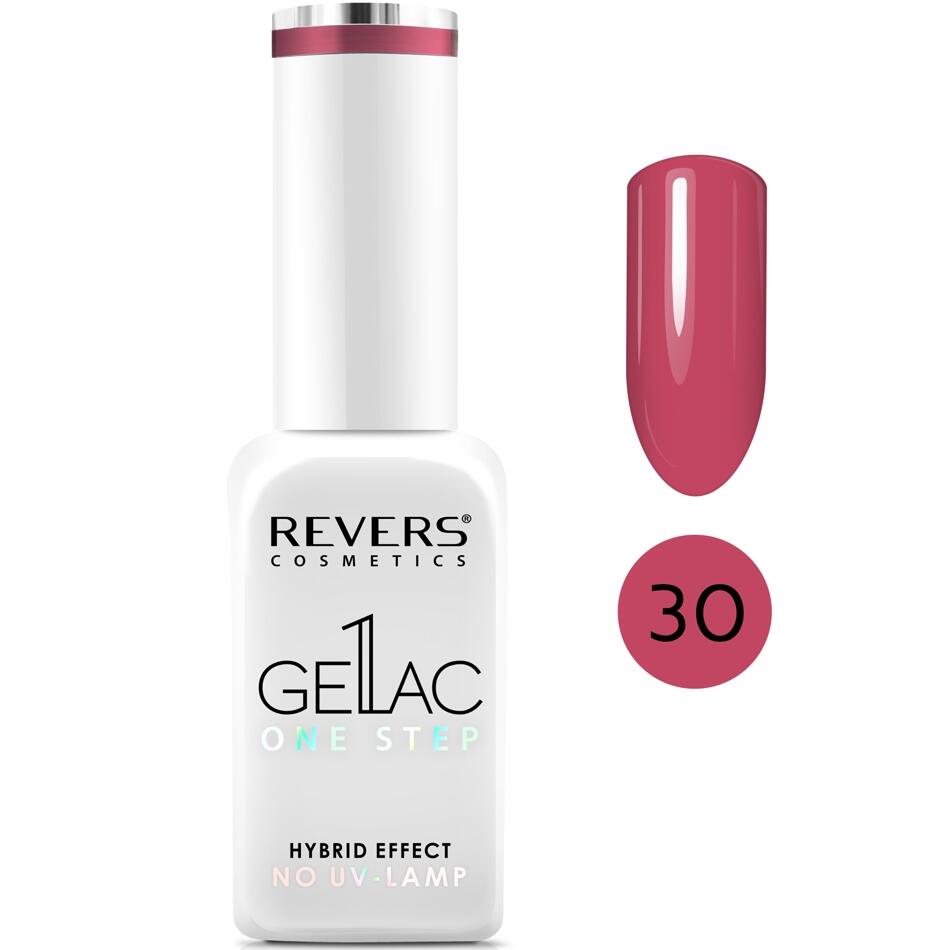 Lac de unghii Gellac 1 Step, N.30 Roz închis, 10 ml, Revers Cosmetics