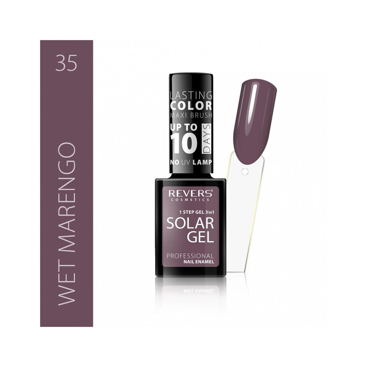 Lac de unghii Solar Gel, N.35 - Wet marengo, 12 ml, Revers Cosmetics