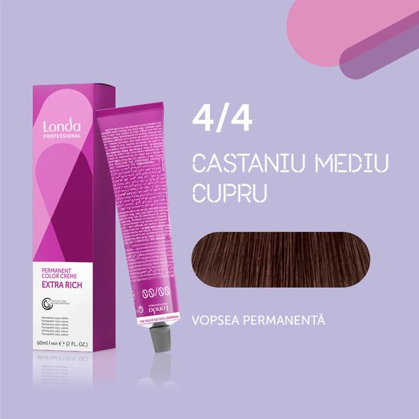 Vopsea de păr Extra Rich Permanent Color 4/4, Castaniu mediu cupru, 60 ml, Londa Professional
