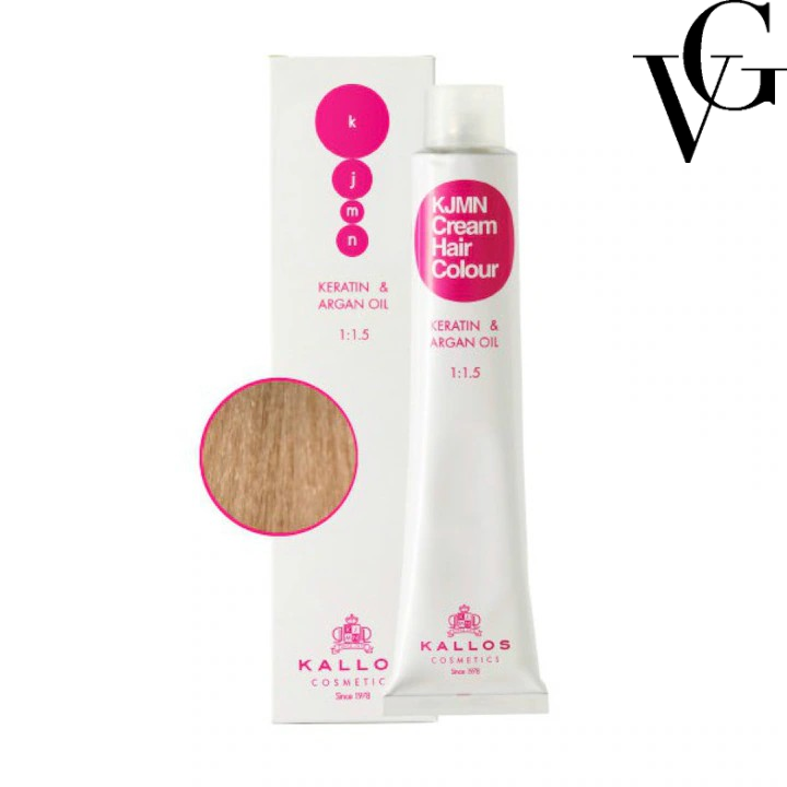 Vopsea de păr profesională 9.1, Blond extra deschis cu nuanță cenușie, 100 ml, Kallos