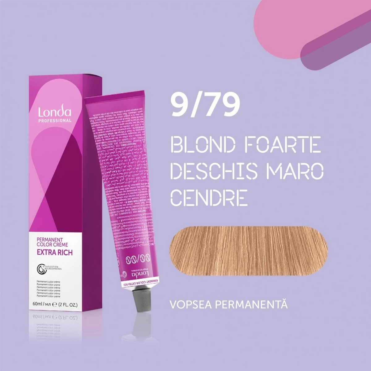 Vopsea de păr Extra Rich Permanent Color 9/79, Blond foarte deschis cendre maro, 60 ml, Londa Professional