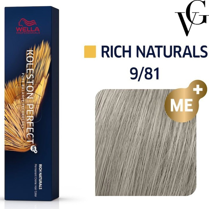 Vopsea de păr Koleston Perfect Me+ 9/81, Blond luminos albăstrui cenușiu, 60 ml, Wella Professionals