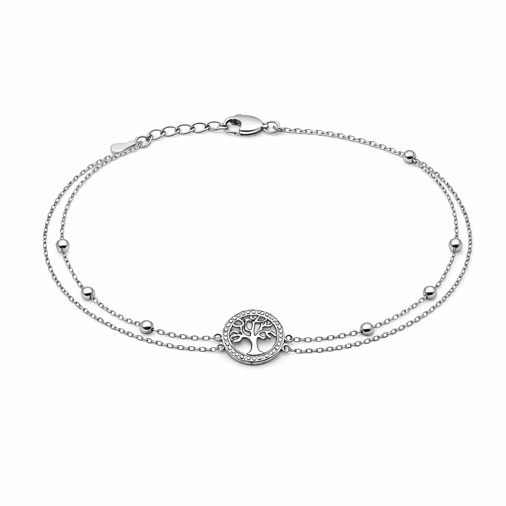 Brățară din argint 925 „tree of life sparkle”, COD B169, sistem de închidere reglabil, cu prelungire