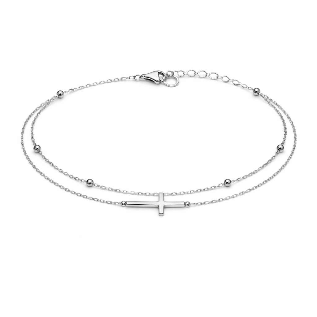 Brățară din argint 925 „minimalist cross layer”, COD B169, sistem de închidere reglabil, cu prelungire