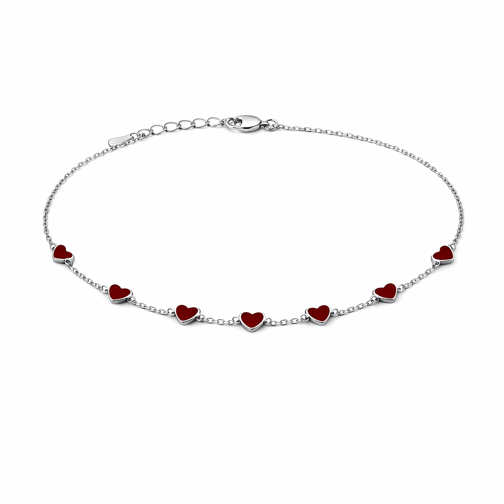 Brățară din argint 925 „scarlet hearts”, COD B169, sistem de închidere reglabil, cu prelungire