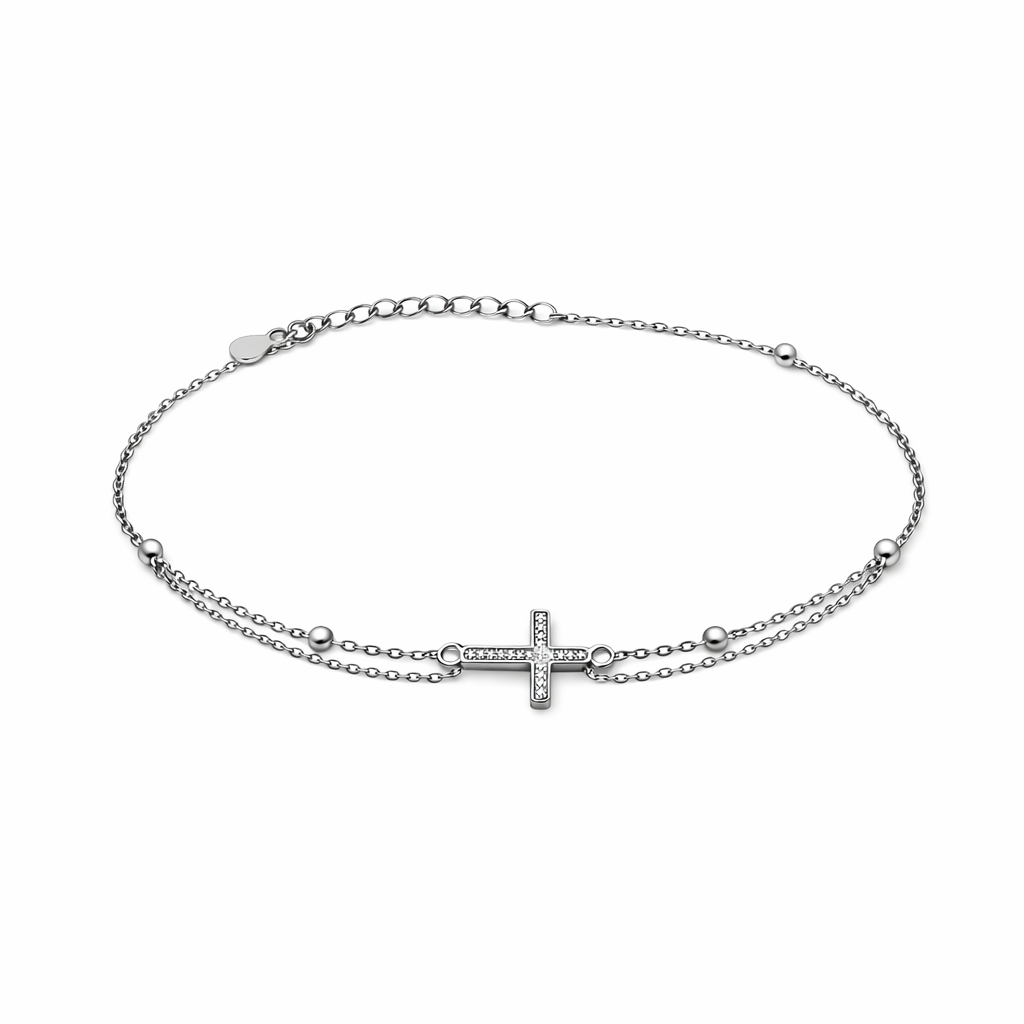 Brățară din argint 925 „divine light cross”, COD B169, sistem de închidere reglabil, cu prelungire