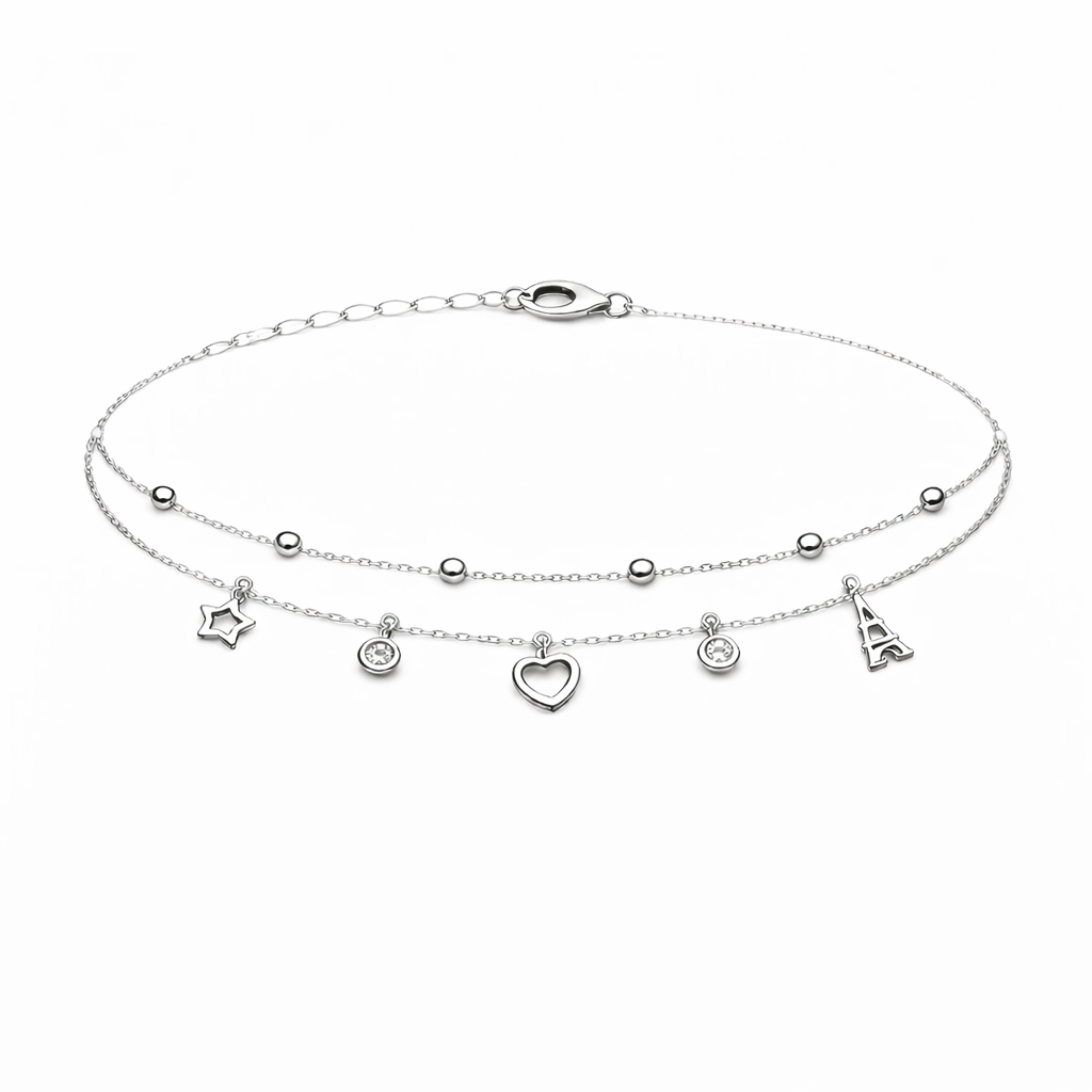 Brățară din argint 925 „charms & symbols”, COD B169, sistem de închidere reglabil, cu prelungire