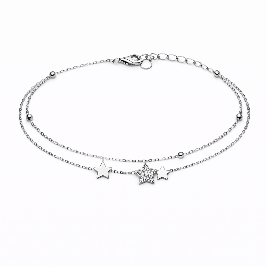 Brățară din argint 925 „celestial star layer”, COD B169, sistem de închidere reglabil, cu prelungire