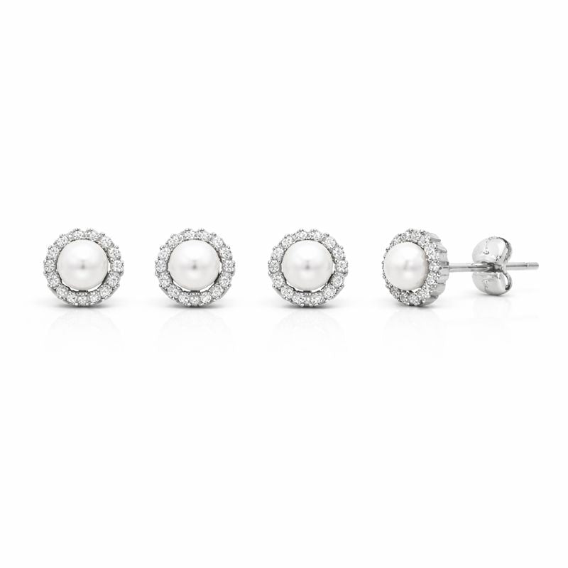 Cercei din argint 925 „pure pearl blossom”, COD 626, sistem de închidere tip tijă cu șurub