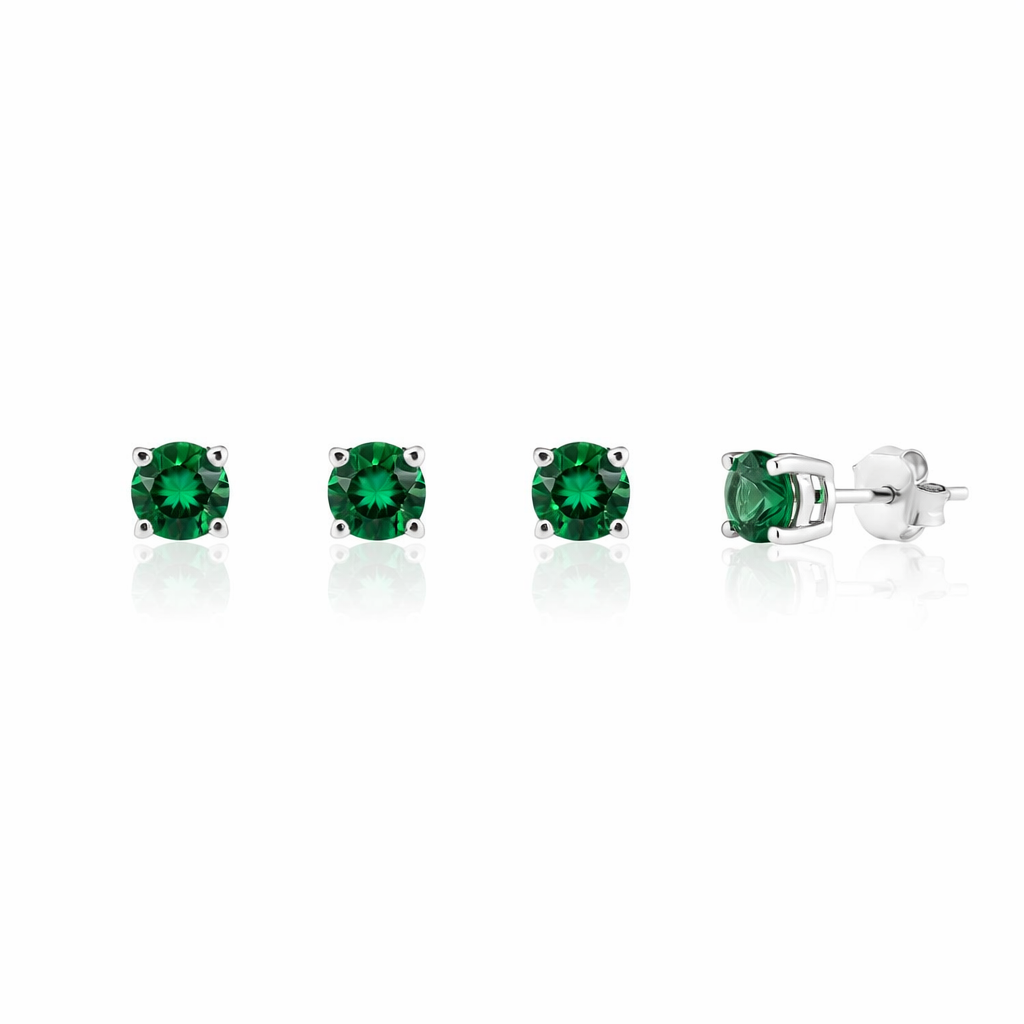Cercei din argint 925 „emerald green”, COD 626, sistem de închidere tip tijă cu șurub