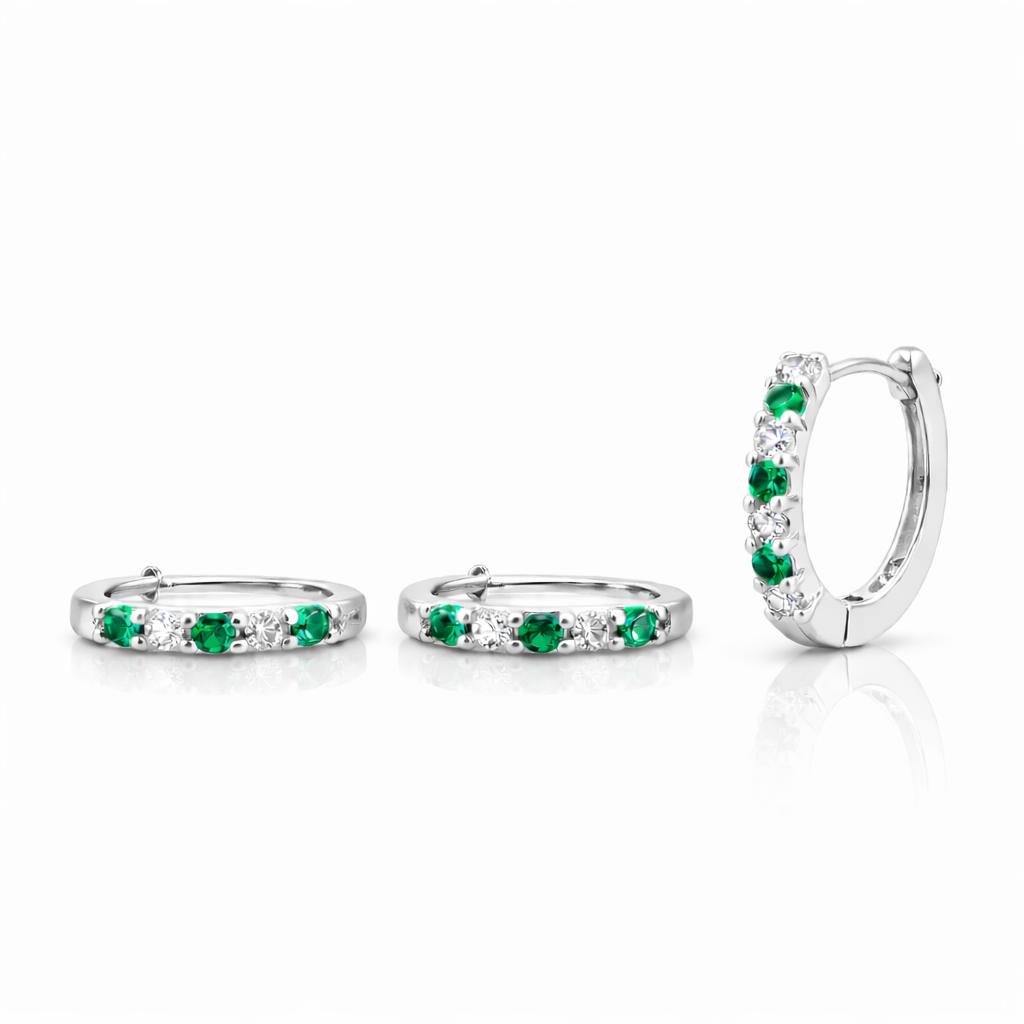 Cercei din argint 925 „colorful huggie sparkle”, COD C208, sistem de închidere tip tortiță