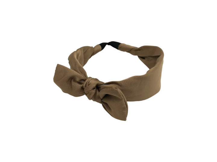 Coroniță de păr cu fundă, culoare maro-caramel