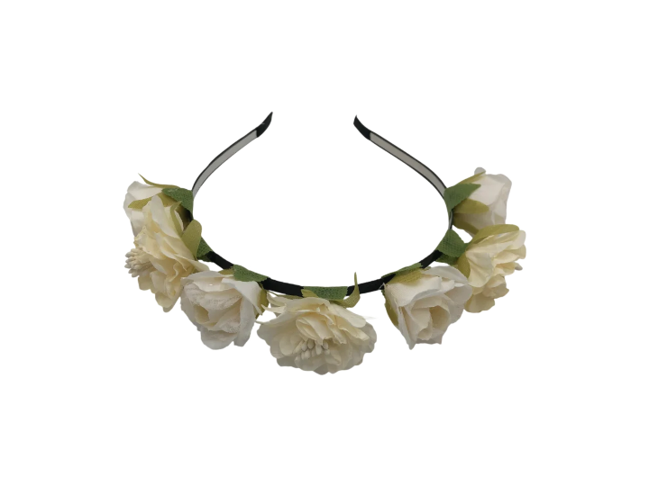 Coroniță de păr florală, culoare alb-crem
