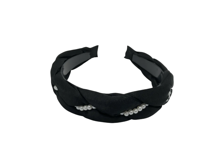 Coroniță împletită cu perle, culoare negru