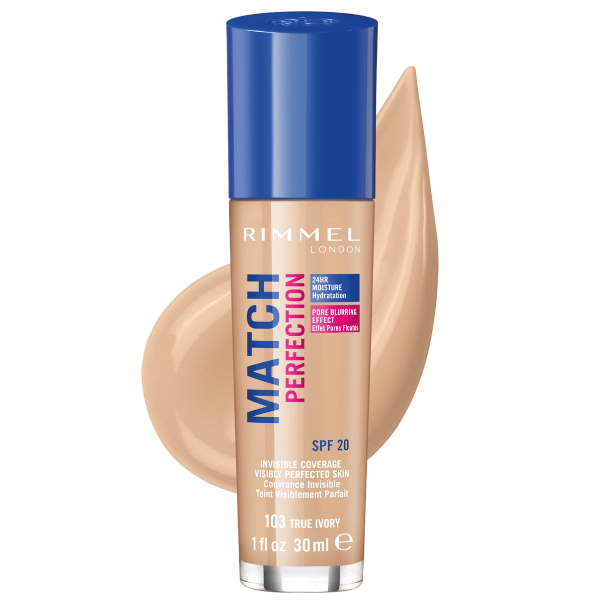 Fond de ten Match Perfection SPF20, N.103 True Ivory-Neutral, 30 ml, Rimmel London