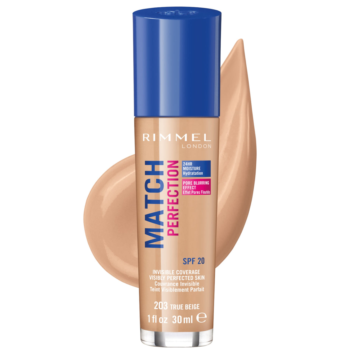 Fond de ten Match Perfection SPF20, N.203 True Beige, 30 ml, Rimmel London