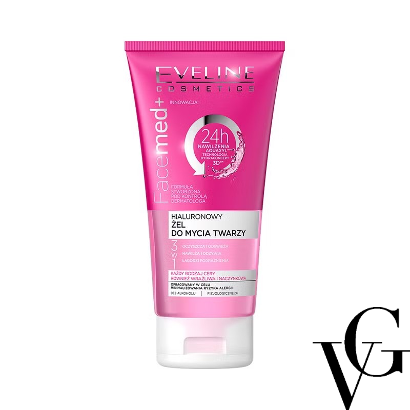 Gel de curățare facială Facemed+ cu Acid Hialuronic 3in1, 150 ml, Eveline Cosmetics