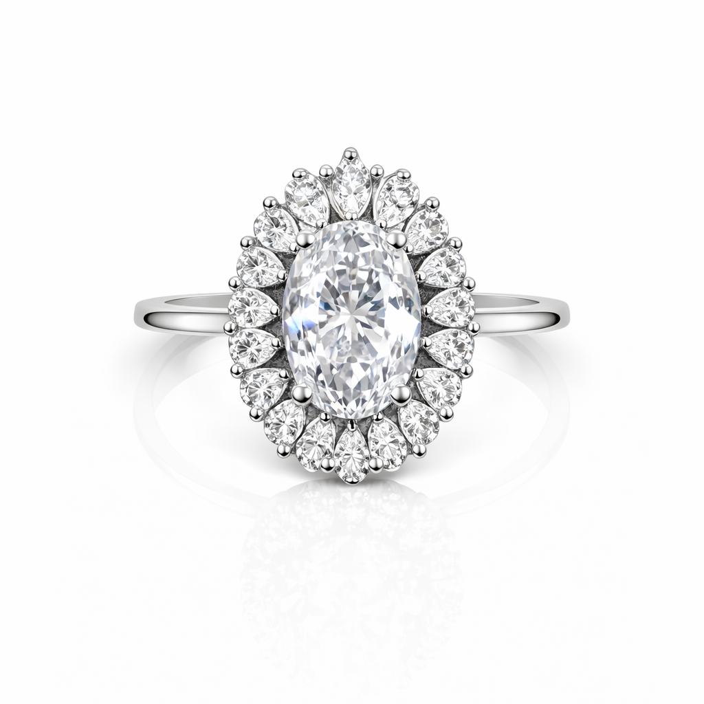 Inel din argint 925 „floral majesty halo”, COD I236, mărime 8