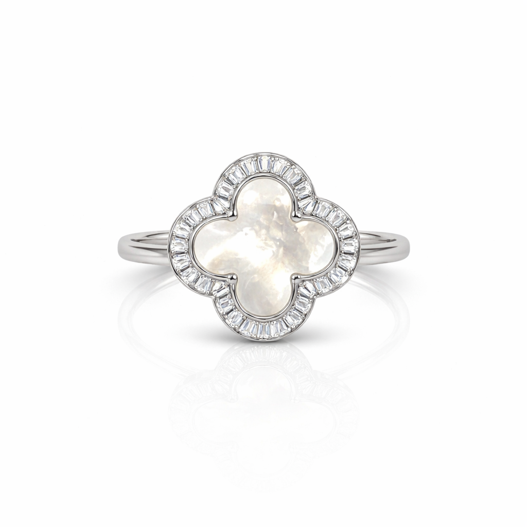 Inel din argint 925 „mother of pearl clover”, COD I234, mărime 6
