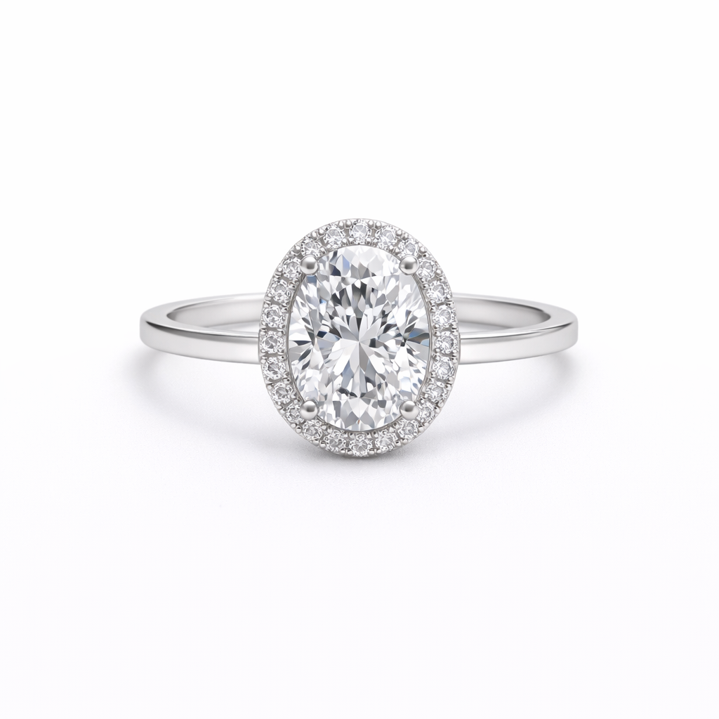 Inel din argint 925 „oval grandeur halo”, COD I234, mărime 6