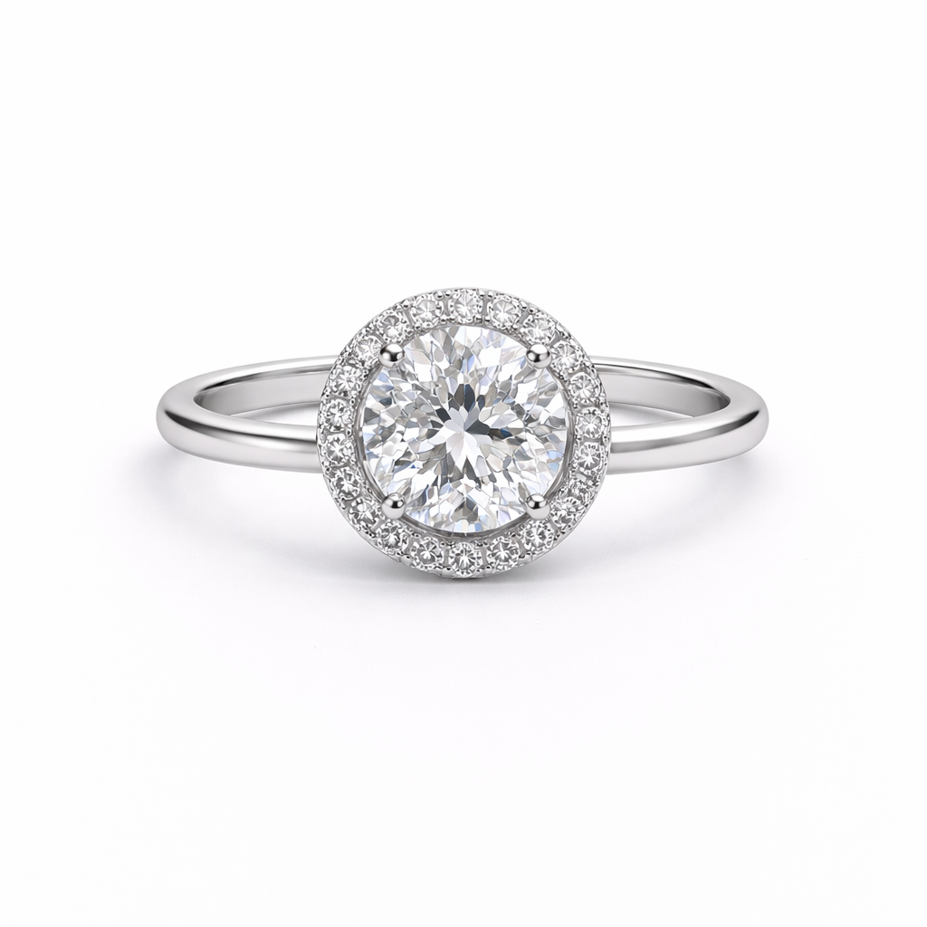 Inel din argint 925 „radiant halo solitaire”, COD I234, mărime 8