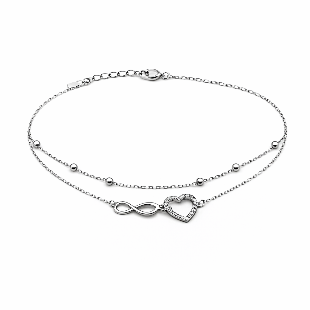 Brățară din argint 925 „infinite love”, COD B169, sistem de închidere reglabil, cu prelungire