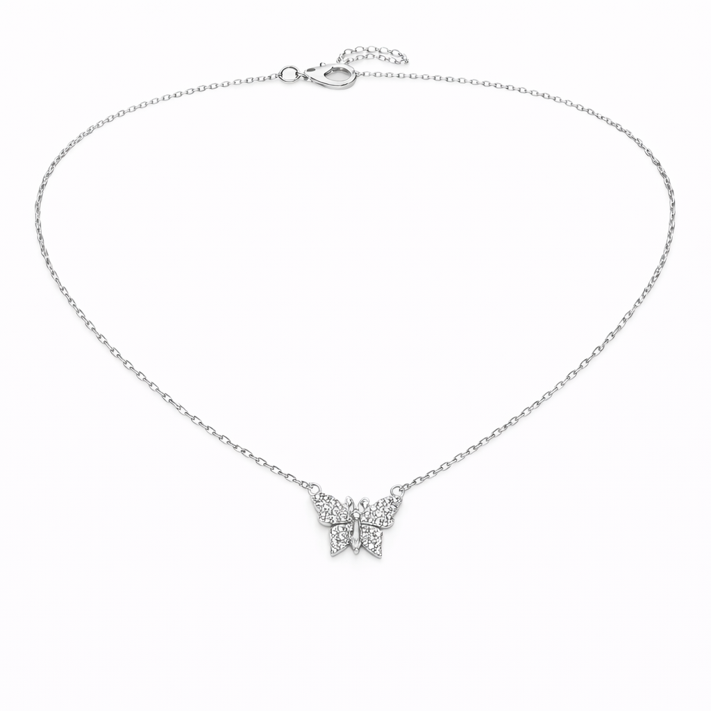 Colier din argint 925 „shimmering butterfly”, COD C392, sistem de închidere reglabil, cu prelungire