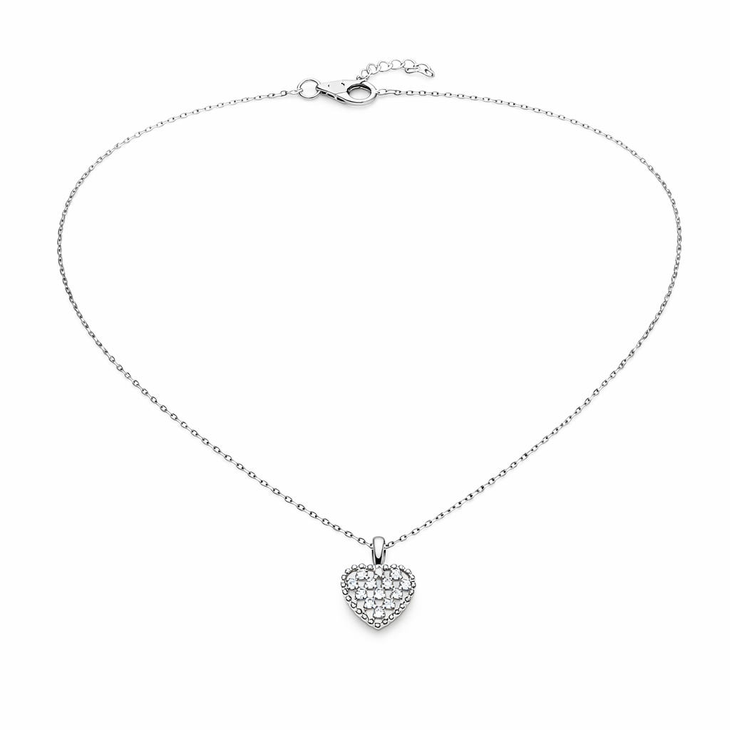 Colier din argint 925 „geometric heart”, COD C392, sistem de închidere reglabil, cu prelungire
