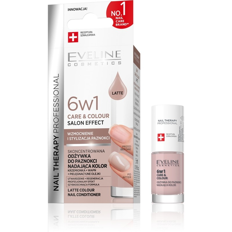 Tratament pentru unghii 6 în 1 Care & Colour Latte, 5 ml, Eveline Cosmetics