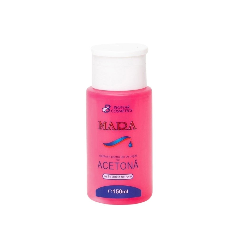Dizolvant cu acetonă și pompiță pentru unghii Mara, 150 ml, Biostar Cosmetics