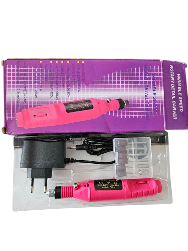 Mini-freză electrică pentru unghii, culoare roz
