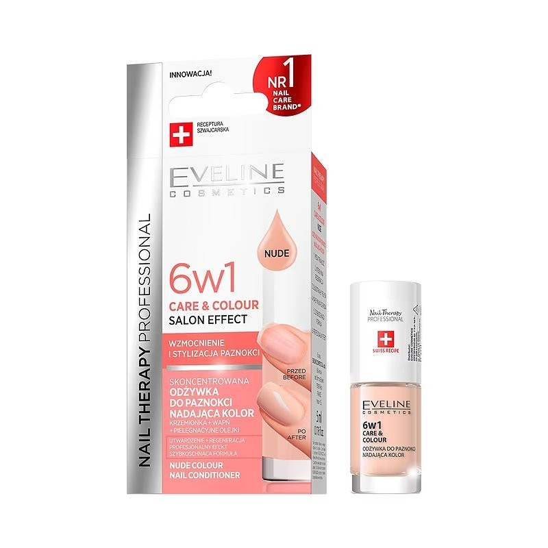 Tratament pentru unghii 6 în 1 Care & Colour Nude, 5 ml, Eveline Cosmetics