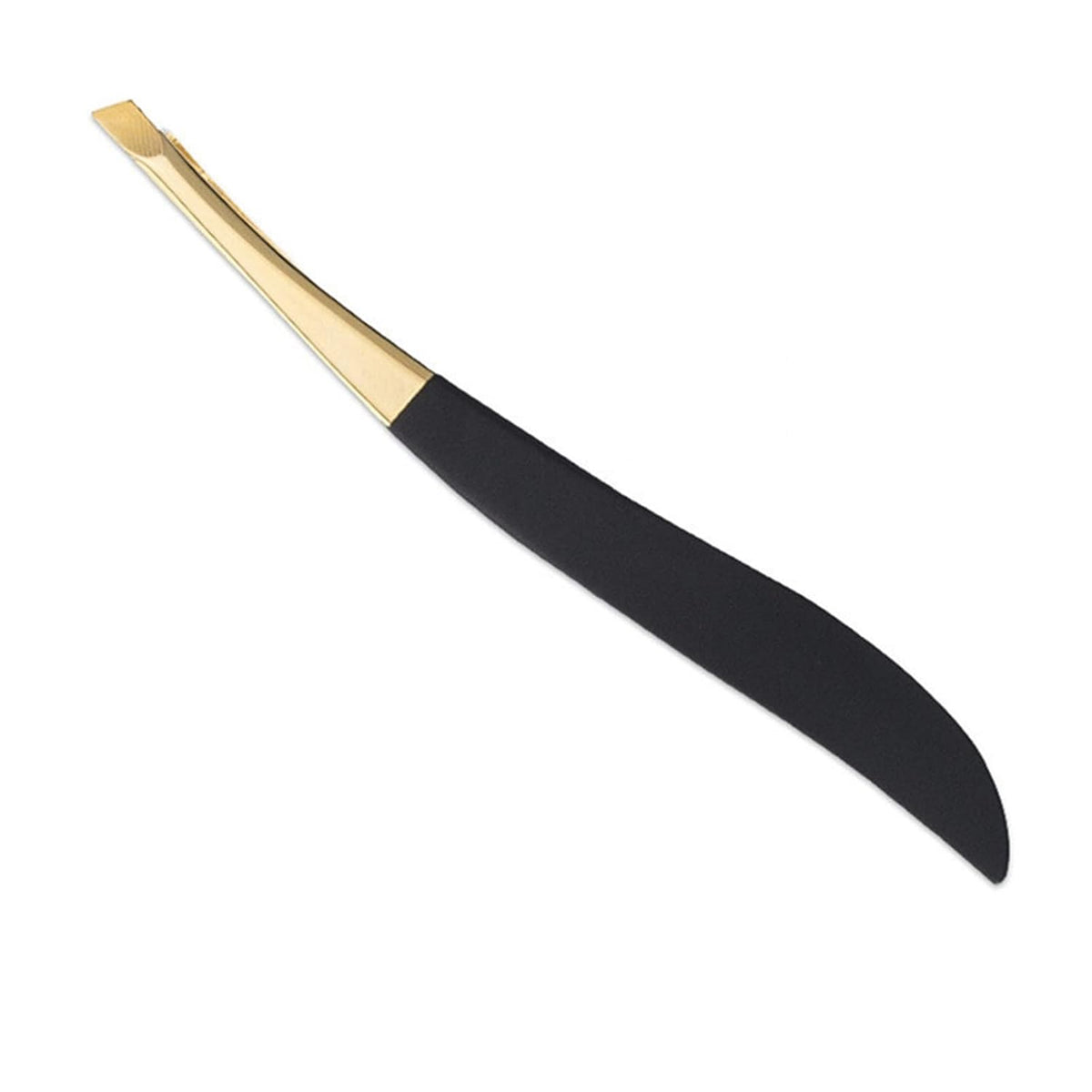 Pensetă metalică pentru sprâncene, model curbat, culoare negru-auriu, Anny