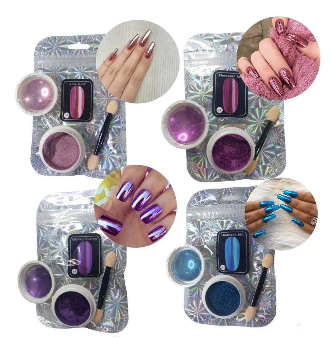 Pigment oglindă Chrome Effect pentru unghii, culoarea roz intens